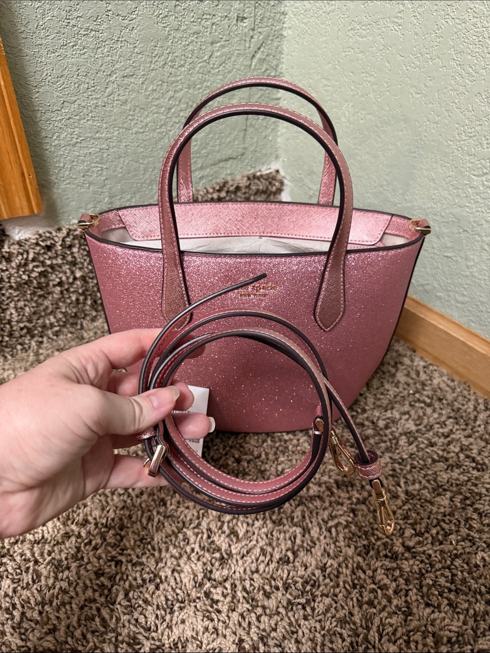kate spade Medium Glitter Satchel - Mitten Pink - Picture 4 of 9
